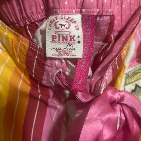 Pink Victoria’s Secret Y2K Roadtrip Striped Boxer Sleep Pants Size Medium - Picture 4 of 4